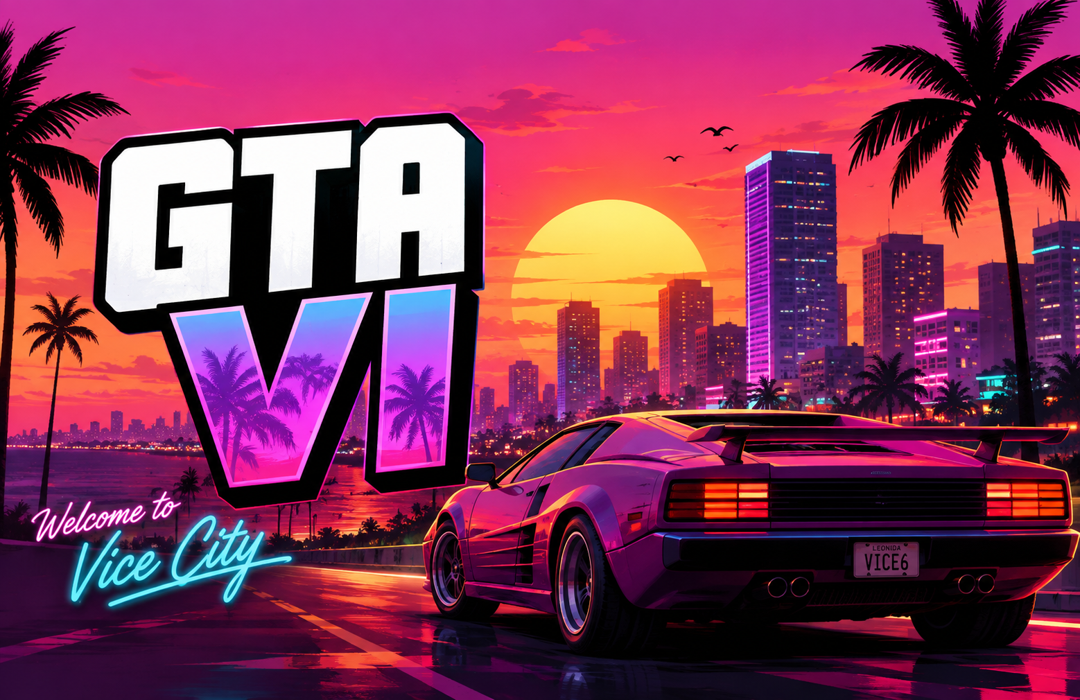 Vice City inspired garage artwork